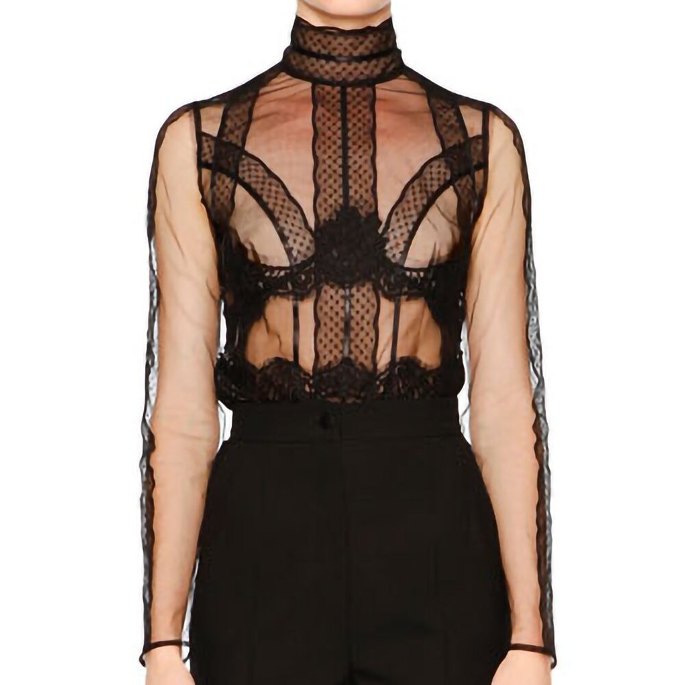 Dolce & Gabbana Tulle Sheer Blouse *NEW* IT 46 (US 10)